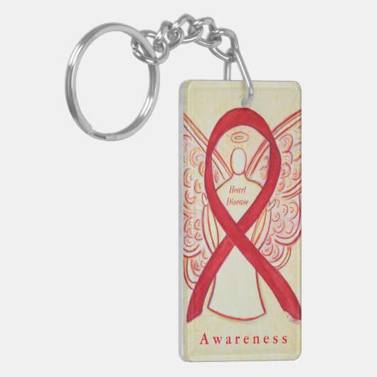 Hartziekte Angel Red Awareness Ribbon Sleutelhange Sleutelhanger (Voorkant Links)