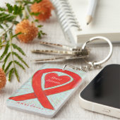 Hartziekte Angel Red Awareness Ribbon Sleutelhange Sleutelhanger (Voorkant Rechts)