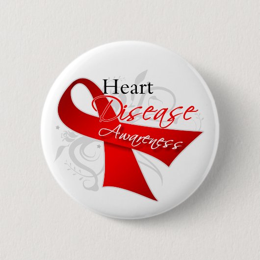 Hartziekte Awareness Ribbon Ronde Button 5,7 Cm (Voorkant)