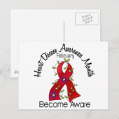 Hartziekte Bewustmaking Maand Bloed Lint 2 Briefkaart (Voorkant / Achterkant)