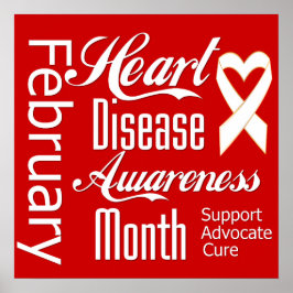 Hartziekte Bewustmaking Maand Ribbon Poster