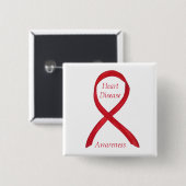 Hartziekte Bewustmaking Red Ribbon Aangepaste pin Vierkante Button 5,1 Cm (Voorkant /achterkant)