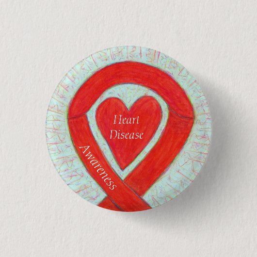 Hartziekte Bewustmaking Rood hart- en bindweefsel Ronde Button 3,2 Cm (Voorkant)