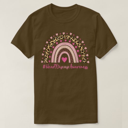 Hartziekte Bewustmaking Roze hartspier Regenboog T-shirt (Design voorkant)