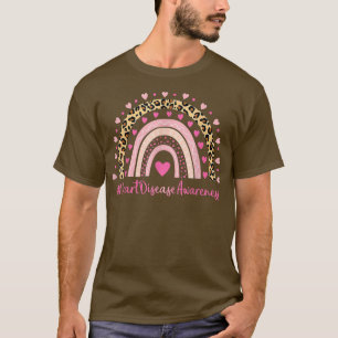 Hartziekte Bewustmaking Roze hartspier Regenboog T-shirt