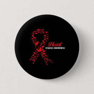 Hartziekte Bewustzijn Vlinder Go Red Heart Ronde Button 5,7 Cm
