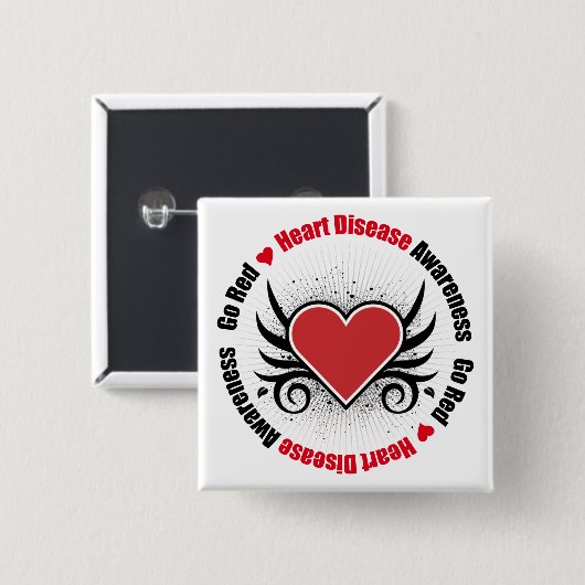 Hartziekte GEDROOGD Vierkante Button 5,1 Cm (Voorkant /achterkant)