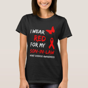 Hartziekte Ik Draag Rood Voor Mijn Schoonzoon Lint T-shirt