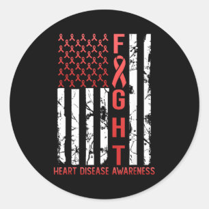 Hartziektebewustzijn Februari Usa Vlag Lint R Ronde Sticker