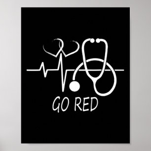 Hartziektebewustzijn We dragen rood in februari Go Poster