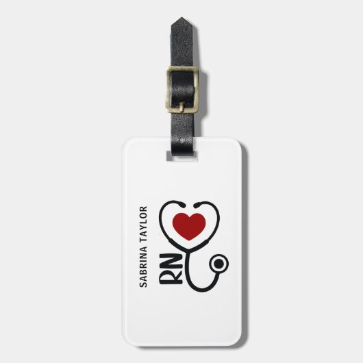 Hartzures Heart Stethoscoop RN Bagagelabel (Voorkant verticaal)
