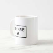 Hartzwart en wit handgeschreven geluid koffiemok (Voorkant links)