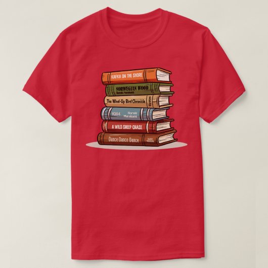 Haruki Murakami Boek Stack Boek Liefhebbers Gift T-shirt (Design voorkant)
