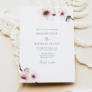 HARUMI Elegant Sakura Cherry Blossom Wedding Kaart