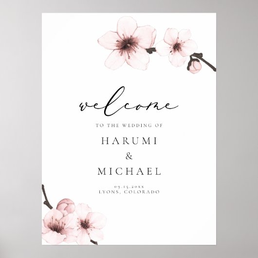 HARUMI Sakura Cherry Blossom Weddenschap Welkom Poster (Voorkant)