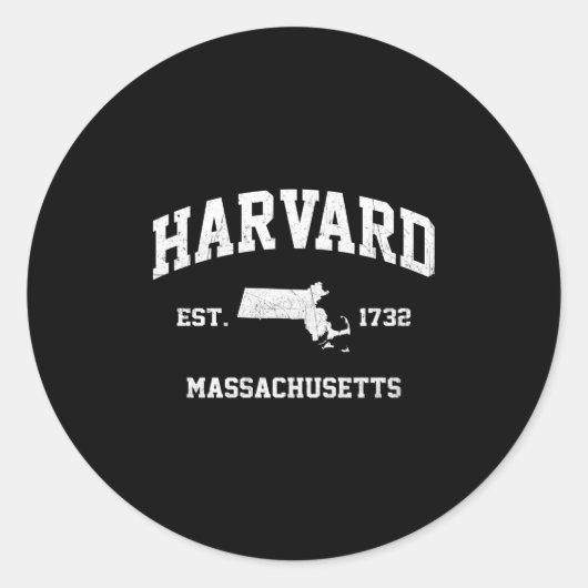 Harvard Massachusetts Ma State Atletische Stijl Ronde Sticker (Voorkant)