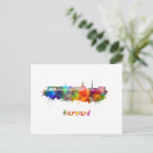 Harvard skyline in watercolor briefkaart (Staand voorkant)