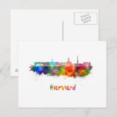 Harvard skyline in watercolor briefkaart (Voorkant / Achterkant)