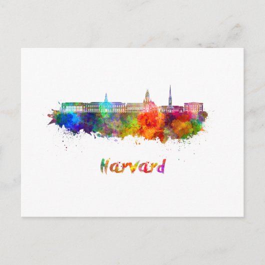 Harvard skyline in watercolor briefkaart (Voorkant)