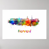 Harvard skyline in watercolor poster (Voorkant)
