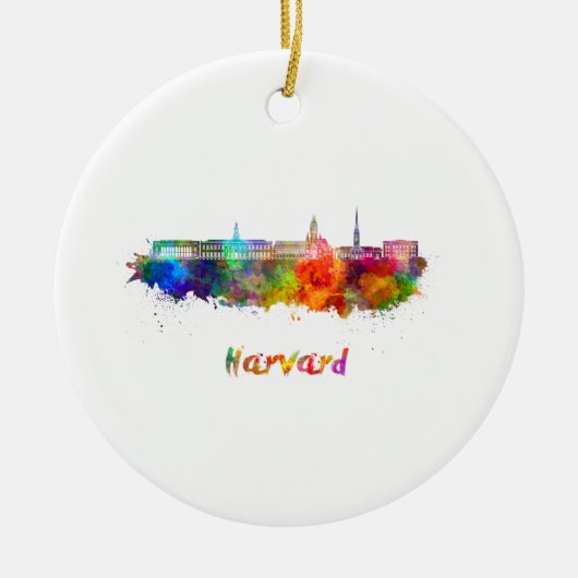 Harvard skyline in waterverf keramisch ornament (Voorkant)