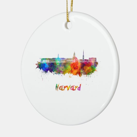 Harvard skyline in waterverf keramisch ornament (Links)