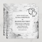 Harved Hearts Birch Tree Bark Wedding Invite Kaart (Voorkant / Achterkant)