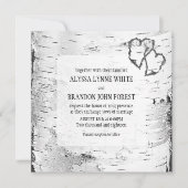 Harved Hearts Birch Tree Bark Wedding Invite Kaart (Voorkant)