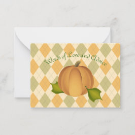 Harves Pumpkin Baby shower Advice Kaarten