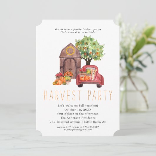 Harvest Barn Thanksgiving Dinner Party Kaart (Staand voorkant)