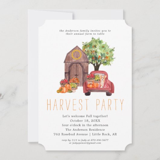 Harvest Barn Thanksgiving Dinner Party Kaart (Voorkant)