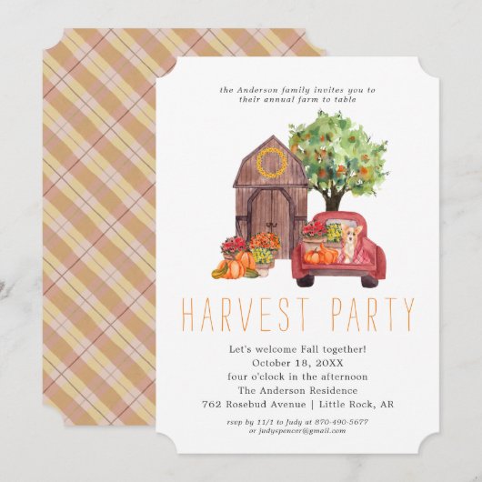 Harvest Barn Thanksgiving Dinner Party Kaart (Voorkant / Achterkant)