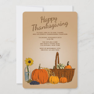 Harvest Basket Thanksgiving Invitation Kaart