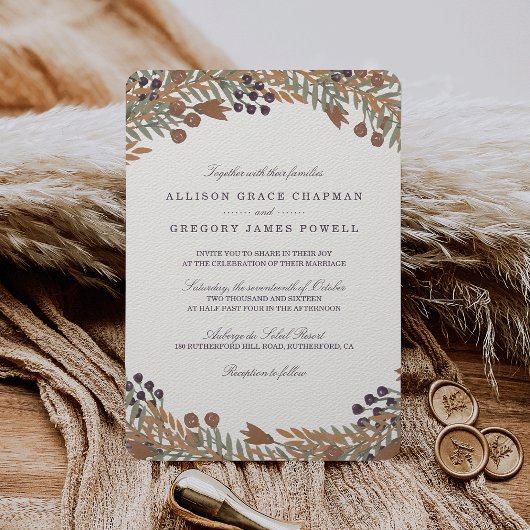 Harvest Berry Wedding Invitation Kaart