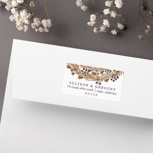 Harvest Berry Wreath Return Address Etiket