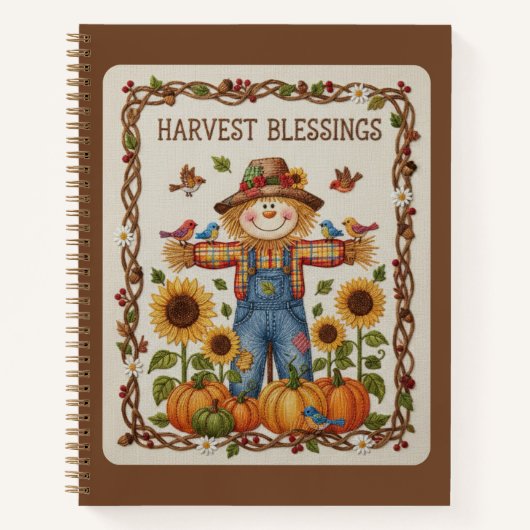 Harvest Blessings Embroidered Scarecrow Journal Notitieboek (Voorkant)