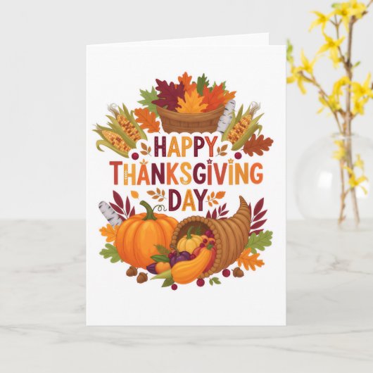 Harvest Blessings — Happy Thanksgiving Day Card Kaart (Gele Bloem)