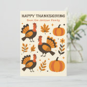 Harvest Blessings Kalkoenen & Pompoenen Thanksgivi Kaart (Staand voorkant)
