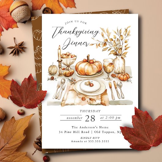 Harvest Blessings Thanksgiving Dinner Invitation Kaart