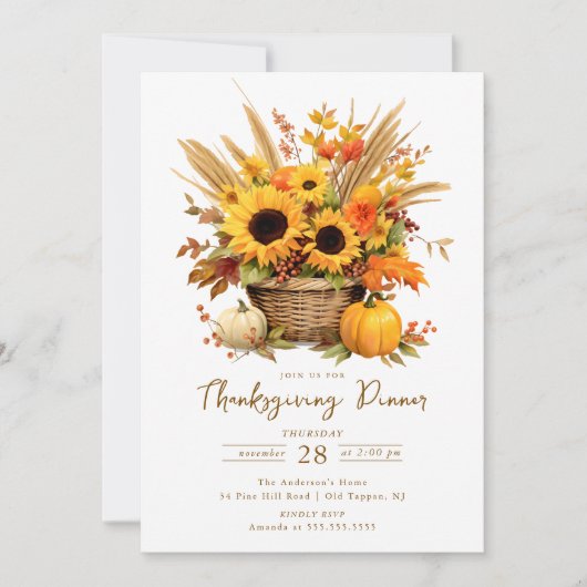 Harvest Bloom Thanksgiving Kaart (Voorkant)