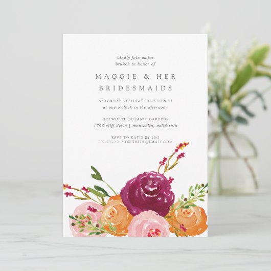 Harvest Bouquet Bridesmaids Brunch Invitation Kaart (Staand voorkant)