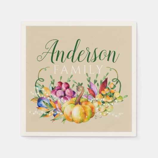 Harvest Bouquet Family Name Herfst Servet (Voorkant)