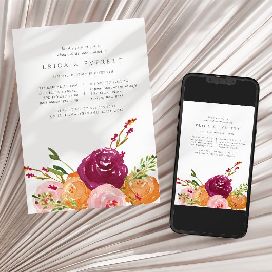 Harvest Bouquet Rehearsal Dinner Invitation Kaart