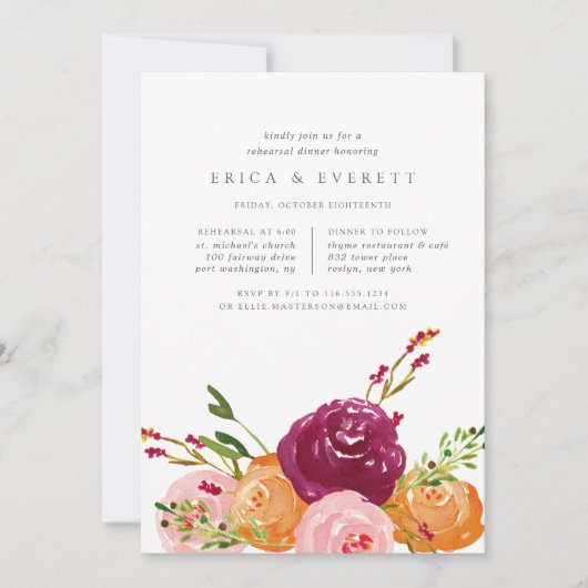 Harvest Bouquet Rehearsal Dinner Invitation Kaart (Voorkant)