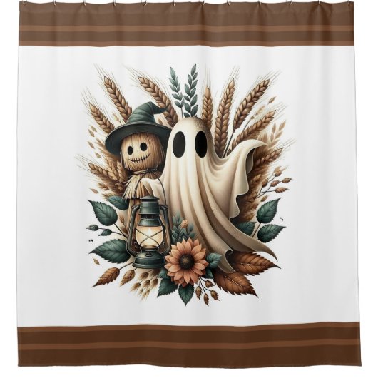 Harvest Companions - Lantaarnlicht en herfstgeest Douchegordijn (Voorkant)