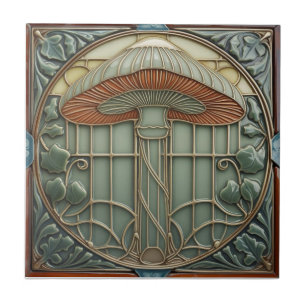 Harvest Crescendo Art Nouveau vintage paddenstoel Tegeltje