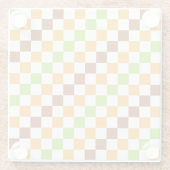 Harvest diagonal checkerboard pattern glazen onderzetter (Achterkant)