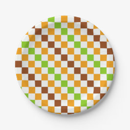 Harvest diagonal checkerboard pattern papieren bordje