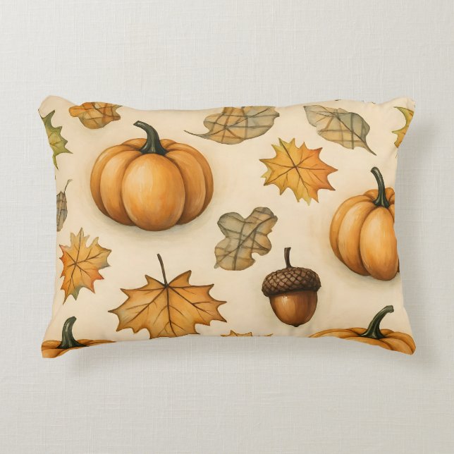 Harvest Doodle Delight | Schattigee herfstpatroonw Accent Kussen (Voorkant)