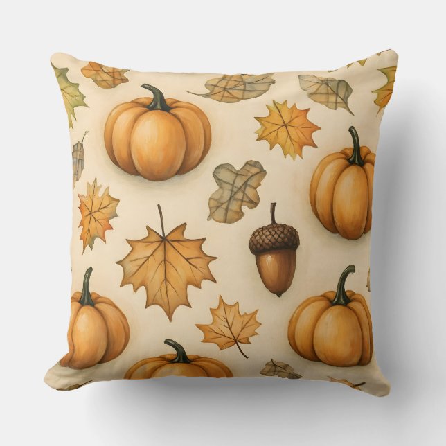 Harvest Doodle Delight | Schattigee herfstpatroonw Kussen (Voorkant)